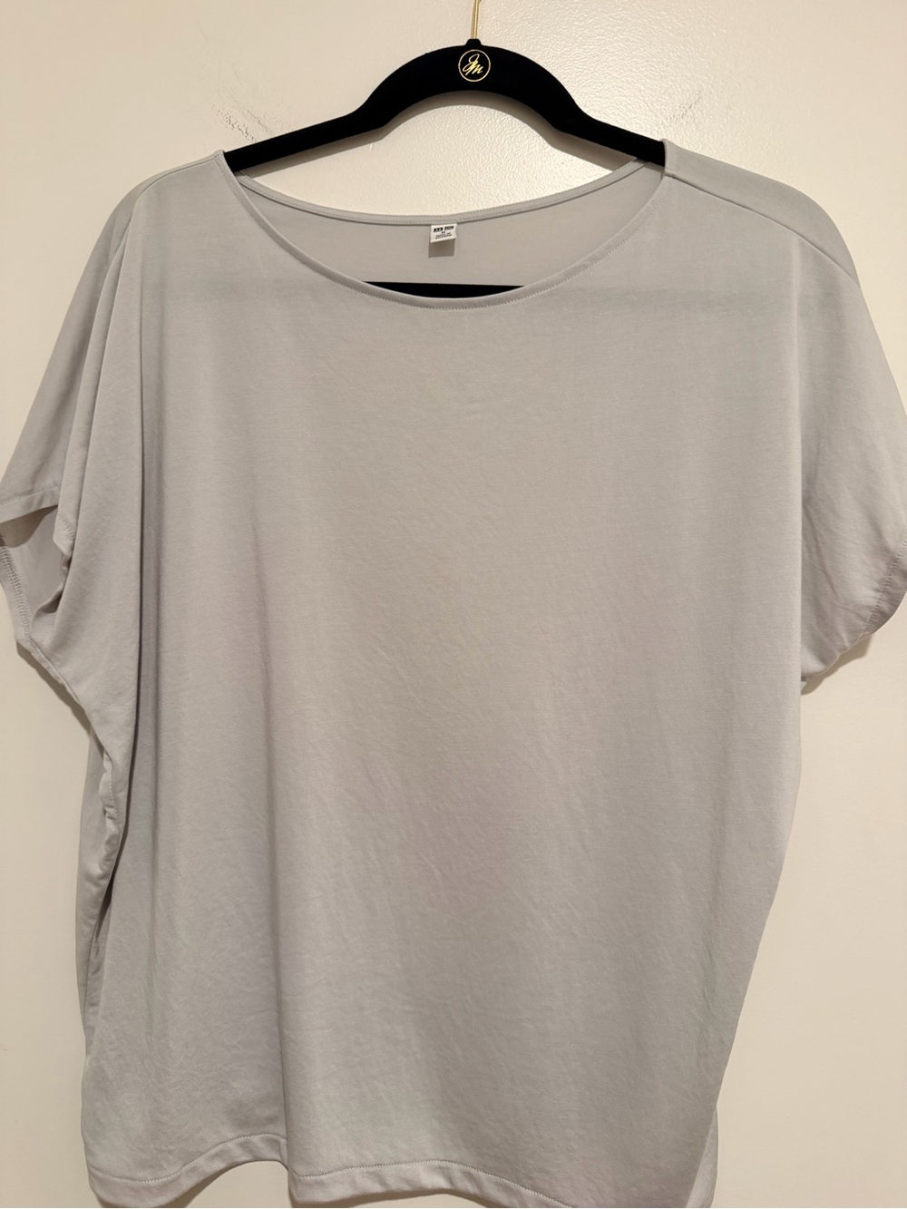 Uniqlo Light Gray Relaxed Scoop-Neck Short-Sleeve Tee